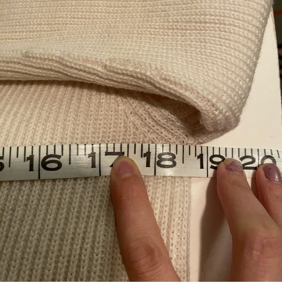 No label long sleeve ribbed mock neck tunic sweater ivory cream size M L - Picture 4 of 16